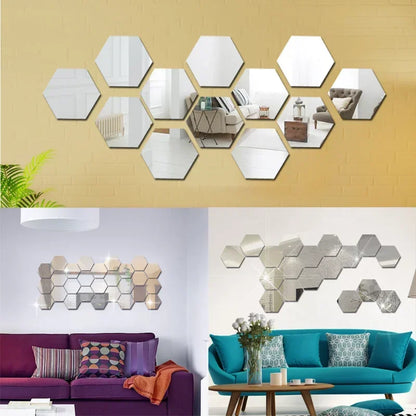 Autocolante Oglindă Hexagonale Perete (17,5X15,5)